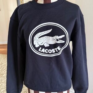 Lacoste 3D Logo Fleece Black Sweatshirt Unisex Organic Cotton Size Small
